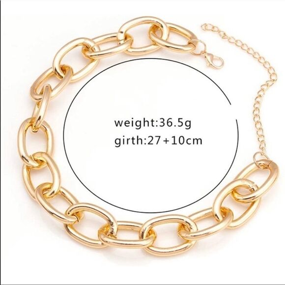 NEW Gold Chain Large Link Choker Necklace - Picture 3 of 8